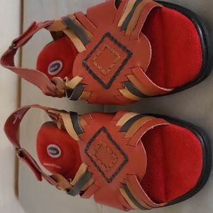 Dr Scholl's Leather Huarachi Sandal WO's Size 7W NWOT